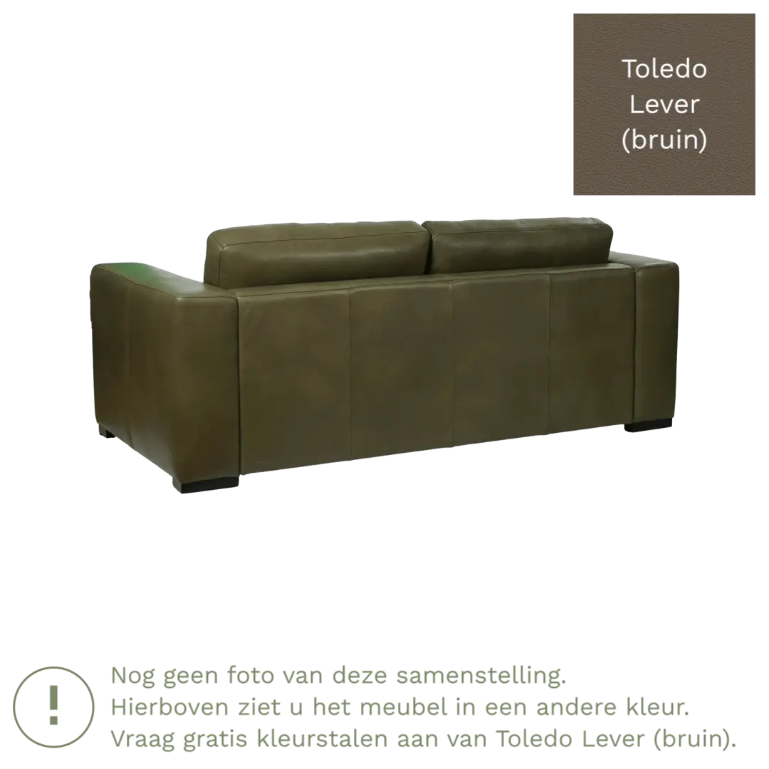 afbeelding van Leren bank Flow - 2 zits - Toledo Lever (bruin) - Poten hout bruin
