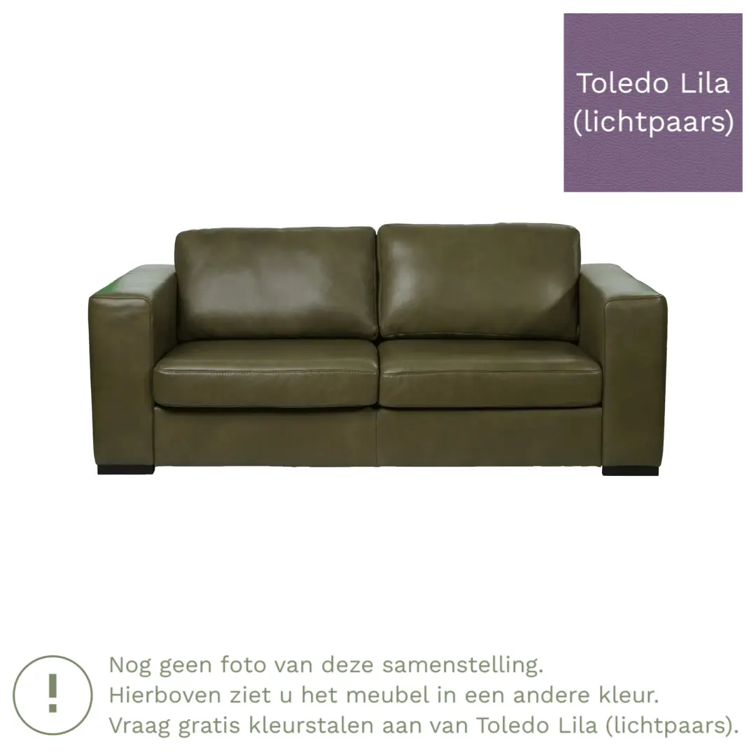 afbeelding van Leren bank Flow - 2 zits - Toledo Lila (lichtpaars) - Poten hout zwart