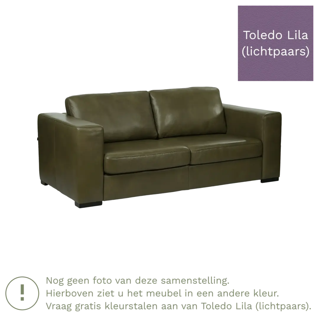 afbeelding van Leren bank Flow - 2 zits - Toledo Lila (lichtpaars) - Poten hout zwart