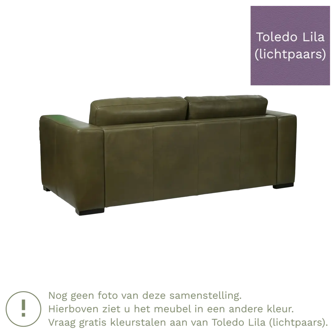 afbeelding van Leren bank Flow - 2 zits - Toledo Lila (lichtpaars) - Poten hout zwart