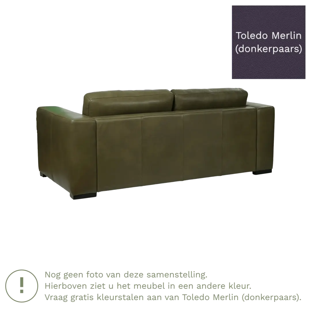 afbeelding van Leren bank Flow - 2 zits - Toledo Merlin (donkerpaars) - Poten hout zwart