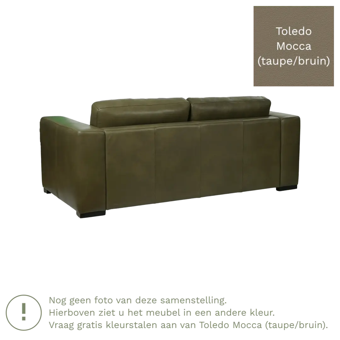 afbeelding van Leren bank Flow - 2 zits - Toledo Mocca (taupe/bruin) - Poten hout zwart