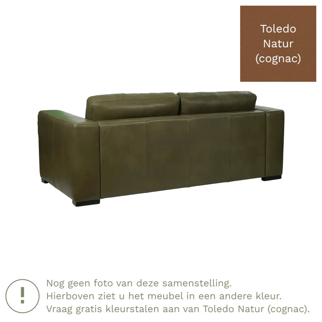 afbeelding van Leren bank Flow - 2 zits - Toledo Natur (cognac) - Poten hout bruin