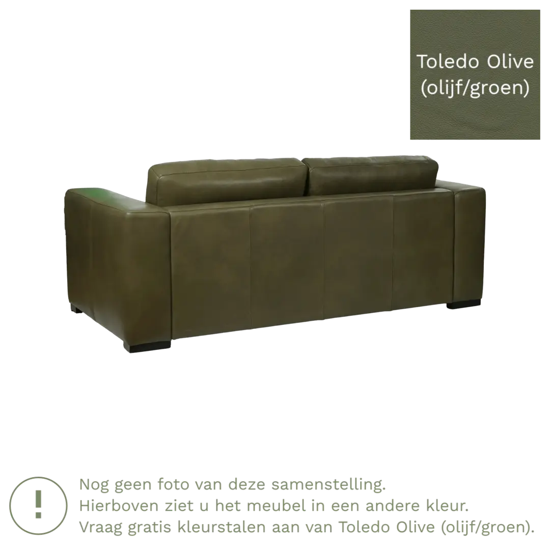 afbeelding van Leren bank Flow - 2 zits - Toledo Olive (olijf/goen) - Poten hout zwart