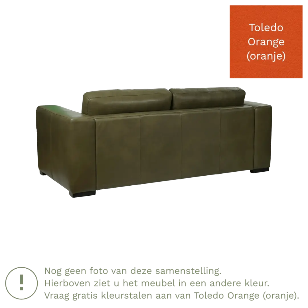 afbeelding van Leren bank Flow - 2 zits - Toledo Orange (oranje) - Poten hout bruin