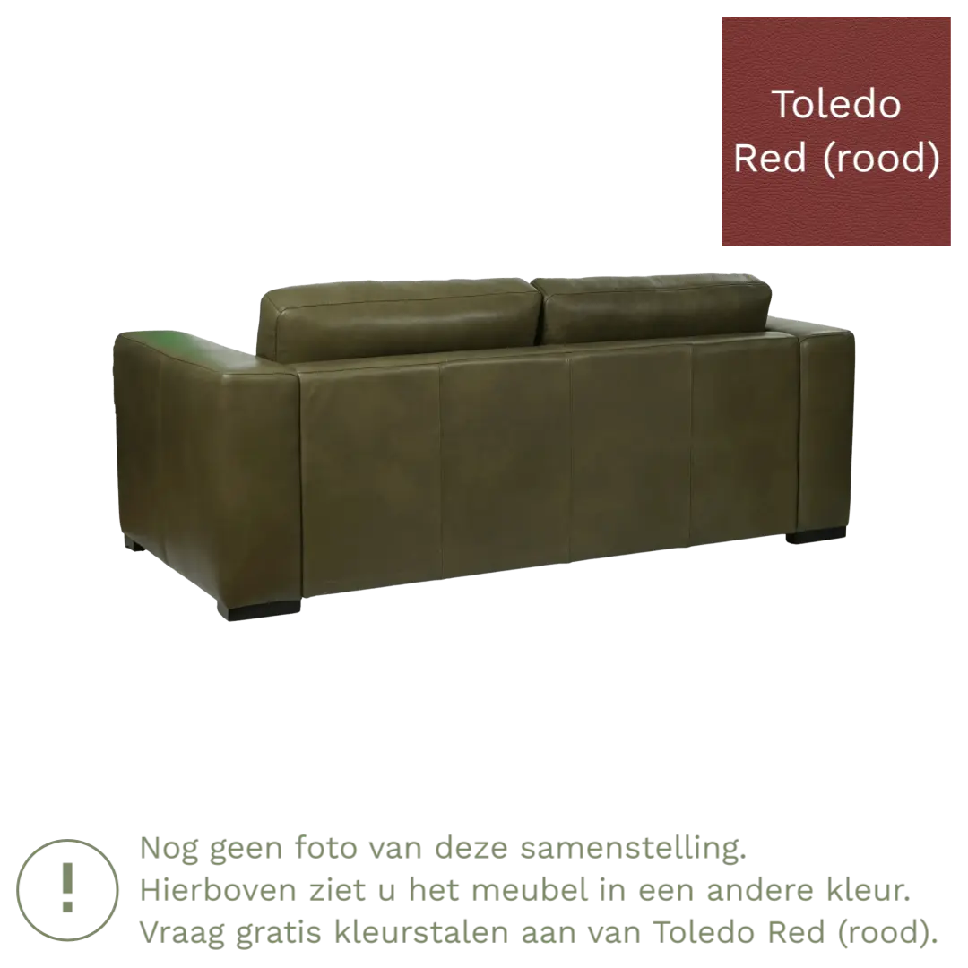 afbeelding van Leren bank Flow - 2 zits - Toledo Red (rood) - Poten hout bruin