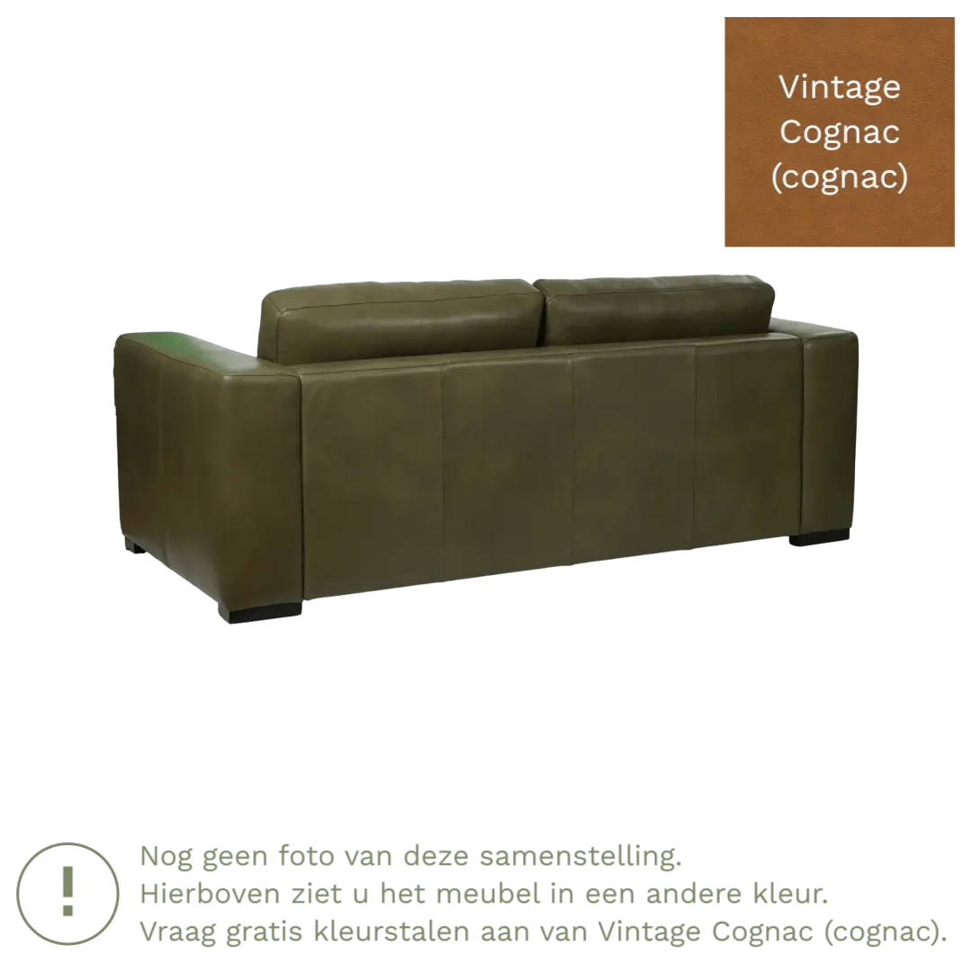 afbeelding van Leren bank Flow - 2 zits - Vintage Cognac (cognac) - Poten hout zwart