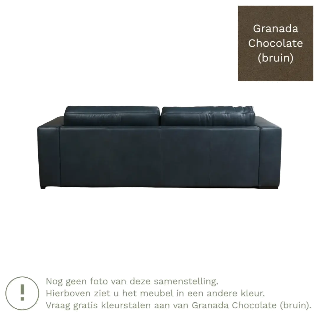 afbeelding van Leren bank Flow - 3,5 zits - Granada Chocolate (bruin) - Poten hout zwart