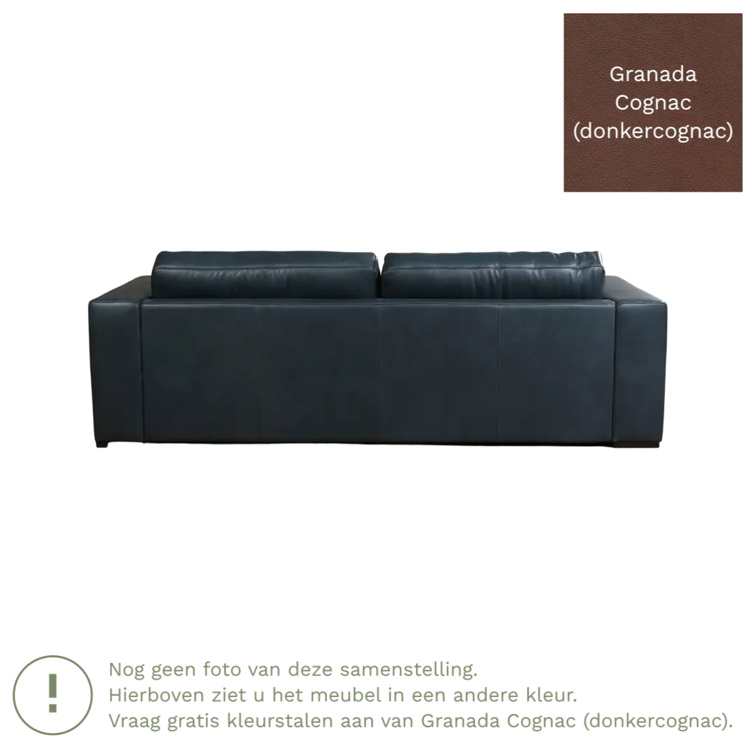 afbeelding van Leren bank Flow - 3,5 zits - Granada Cognac (donkercognac) - Poten hout zwart