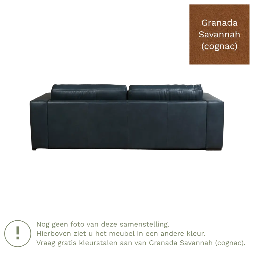 afbeelding van Leren bank Flow - 3,5 zits - Granada Savannah (cognac) - Poten hout zwart