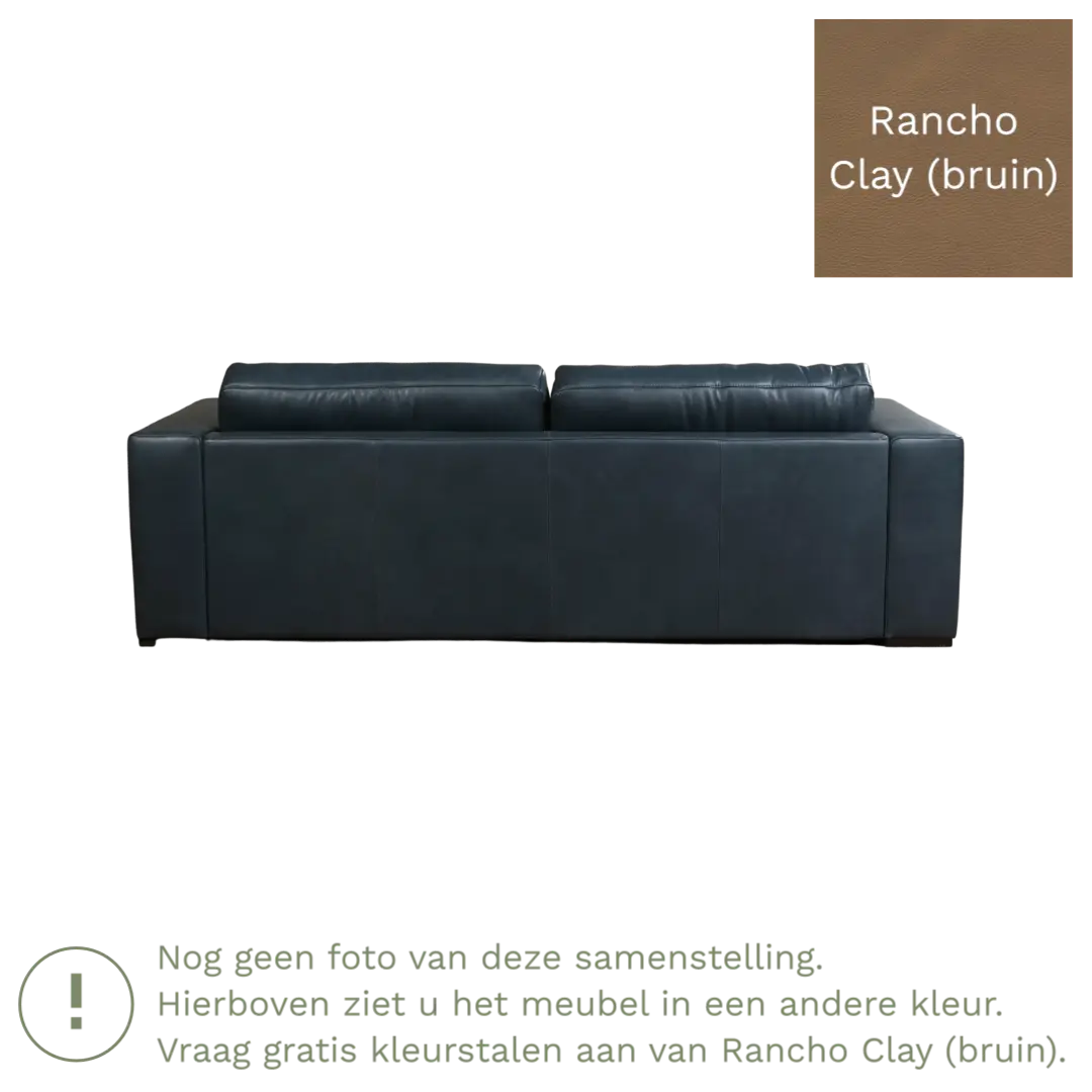 afbeelding van Leren bank Flow - 3,5 zits - Rancho Clay (bruin) - Poten hout zwart