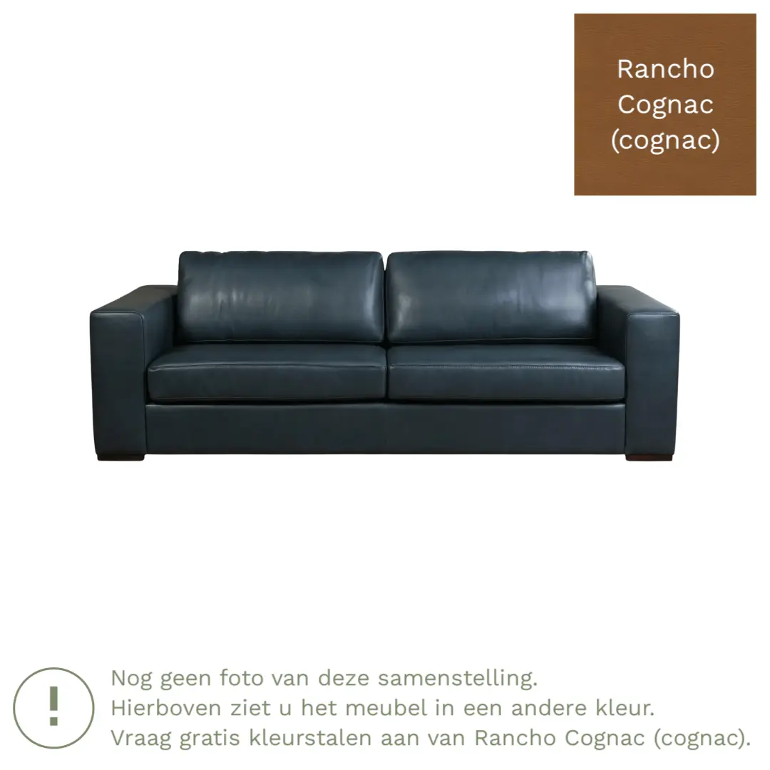 afbeelding van Leren bank Flow - 3,5 zits - Rancho Cognac (cognac) - Poten hout bruin