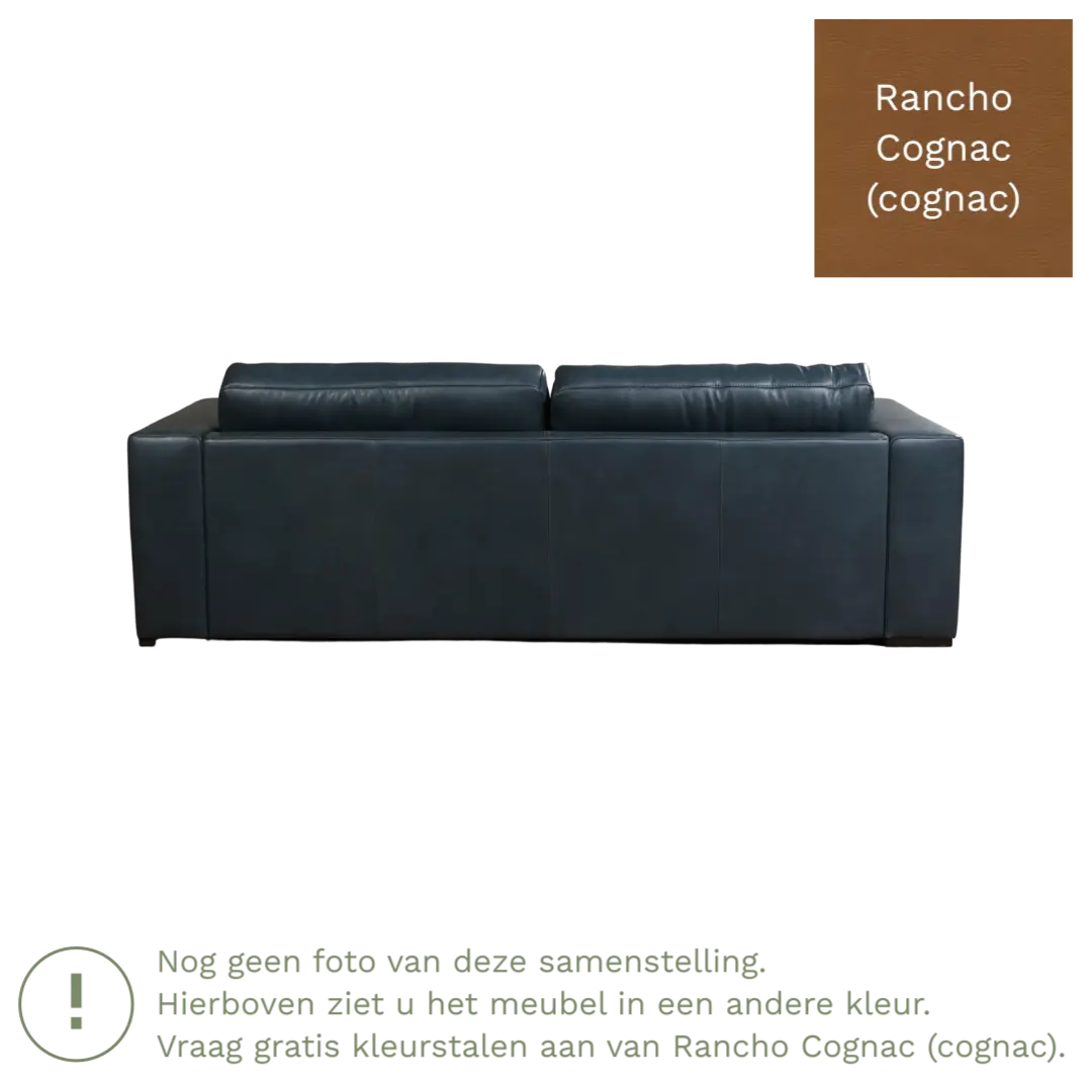 afbeelding van Leren bank Flow - 3,5 zits - Rancho Cognac (cognac) - Poten hout zwart