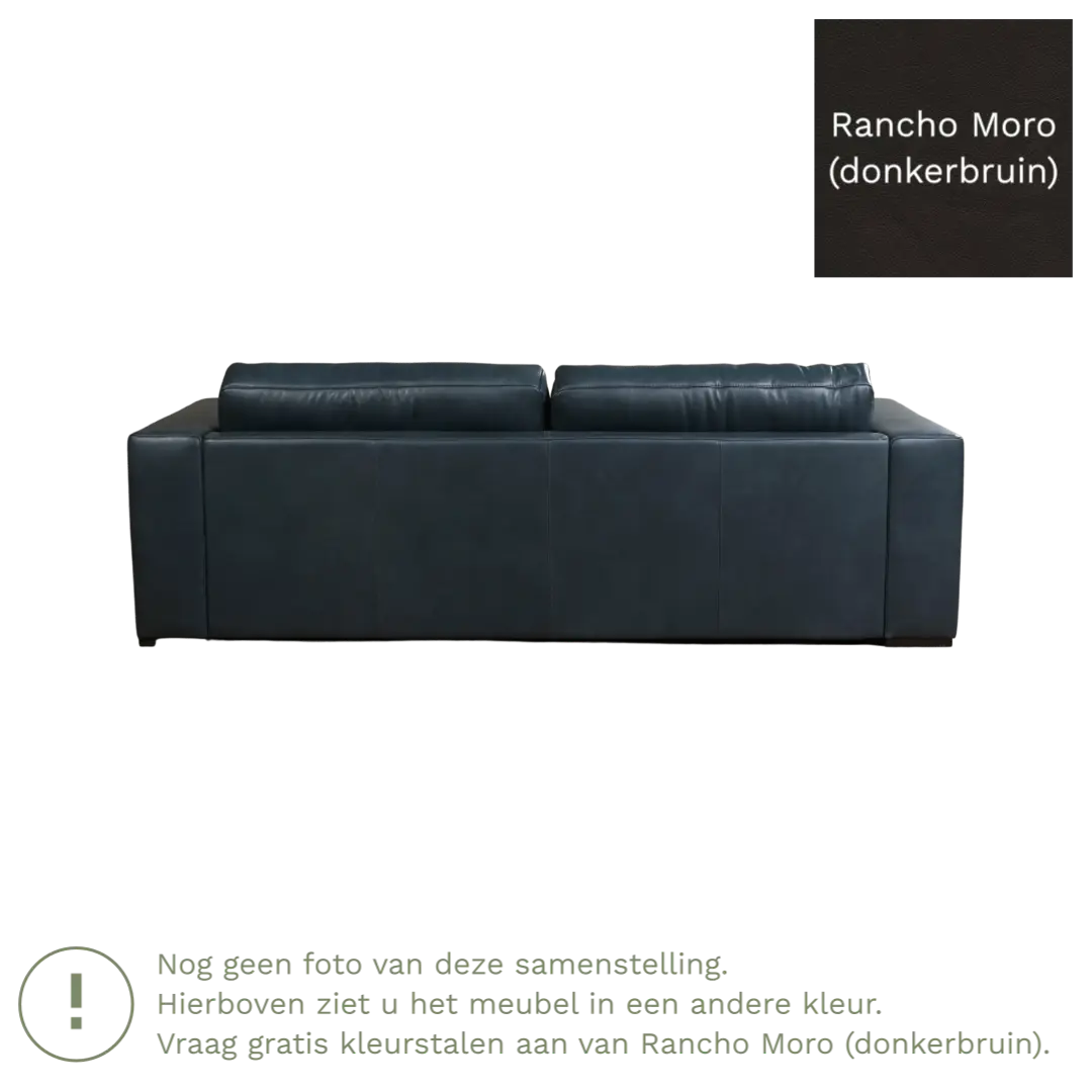 afbeelding van Leren bank Flow - 3,5 zits - Rancho Moro (donkerbruin) - Poten hout bruin