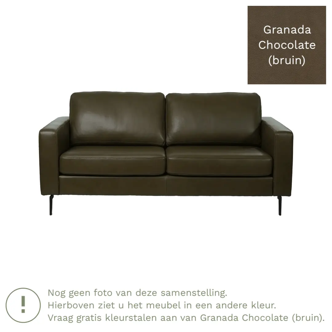 afbeelding van Leren bank Match - 2,5 zits - Granada Chocolate (bruin) - Poten staal zwart