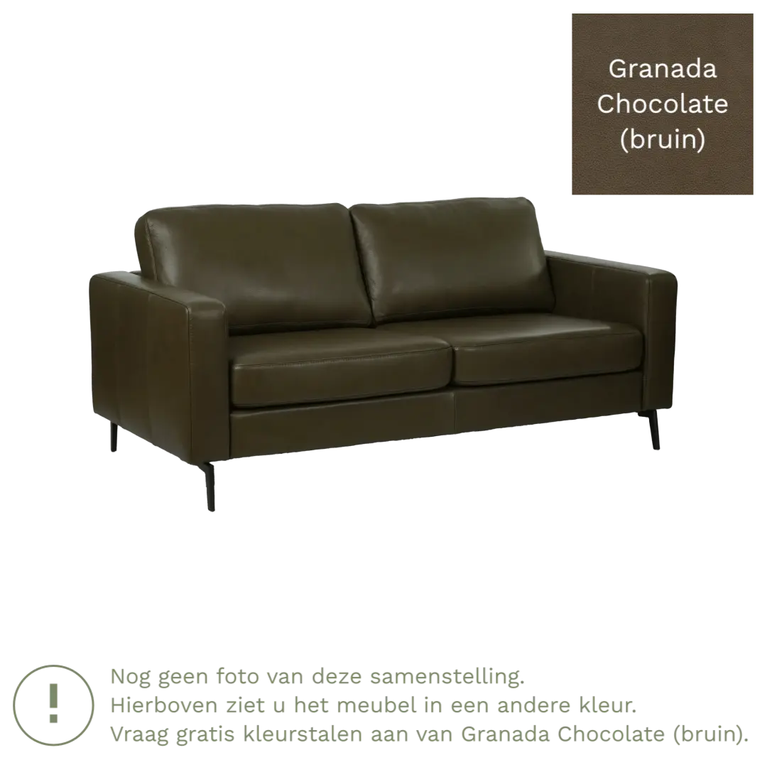 afbeelding van Leren bank Match - 2,5 zits - Granada Chocolate (bruin) - Poten staal zwart