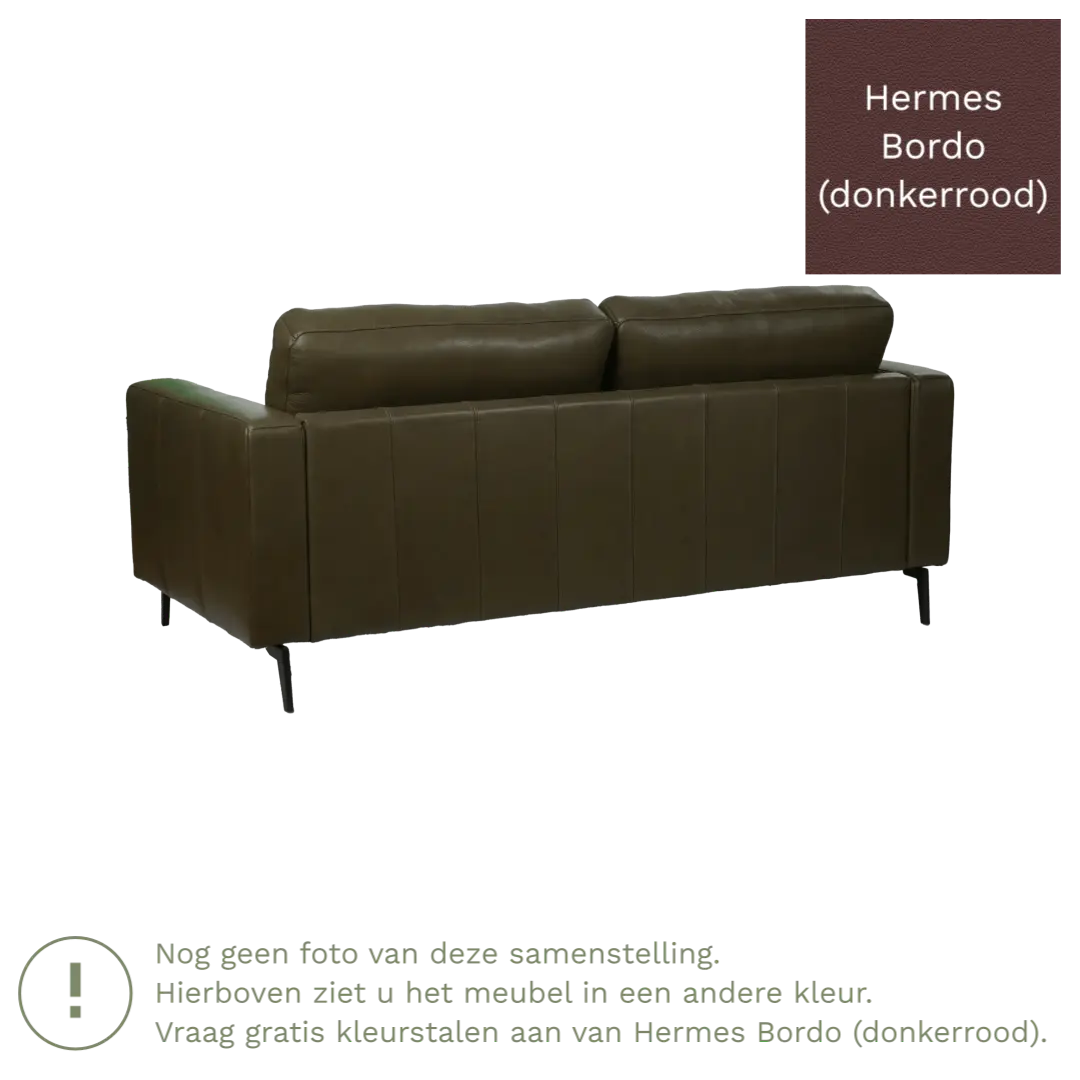 afbeelding van Leren bank Match - 2,5 zits - Hermes Bordo (donkerrood) - Poten staal zwart
