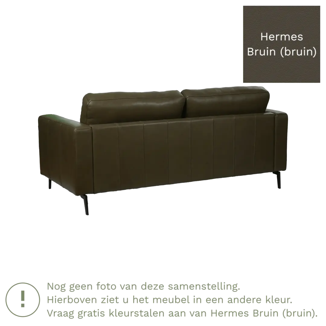 afbeelding van Leren bank Match - 2,5 zits - Hermes Bruin (bruin) - Poten staal zwart