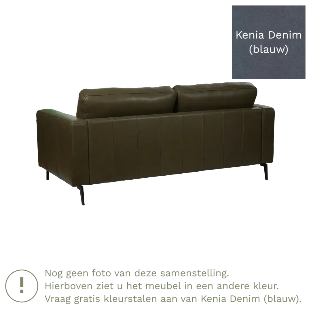 afbeelding van Leren bank Match - 2,5 zits - Kenia Denim (blauw) - Poten staal zwart