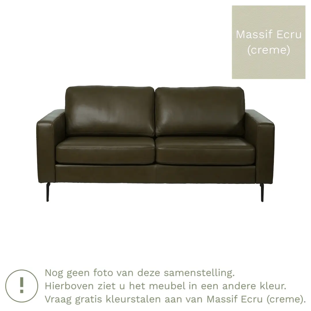 afbeelding van Leren bank Match - 2,5 zits - Massif Ecru (crème) - Poten staal zwart
