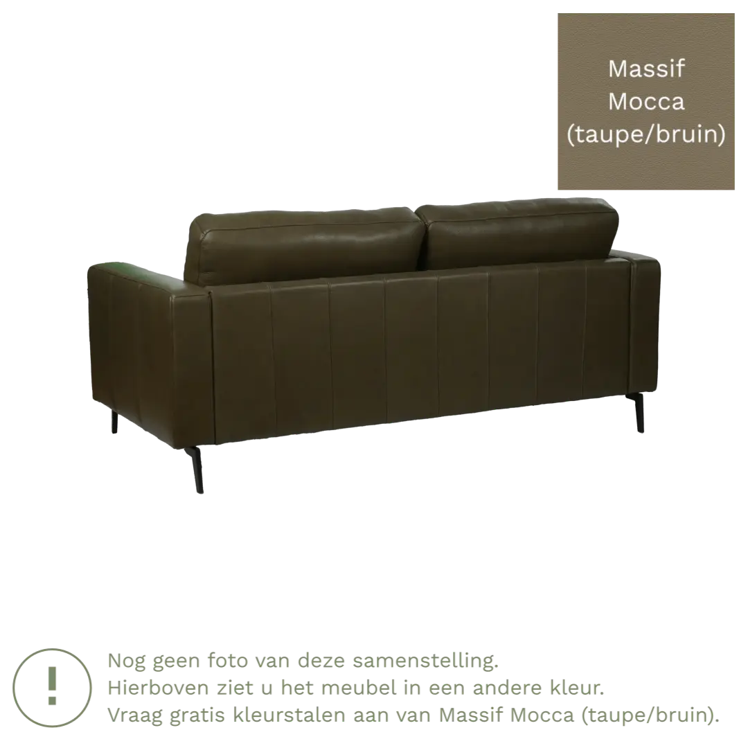 afbeelding van Leren bank Match - 2,5 zits - Massif Mocca (taupe/bruin) - Poten staal zwart