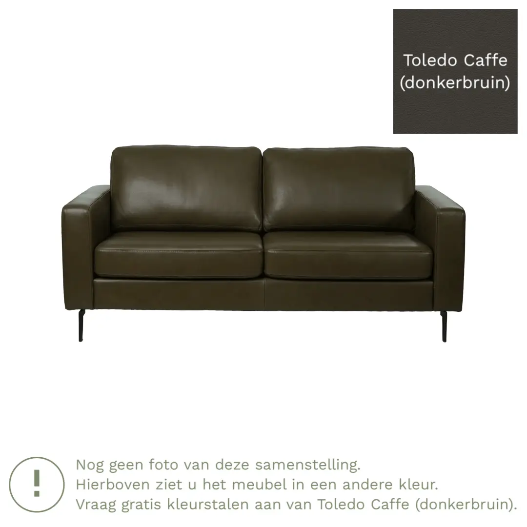 afbeelding van Leren bank Match - 2,5 zits - Toledo Caffe (donkerbruin) - Poten staal zwart