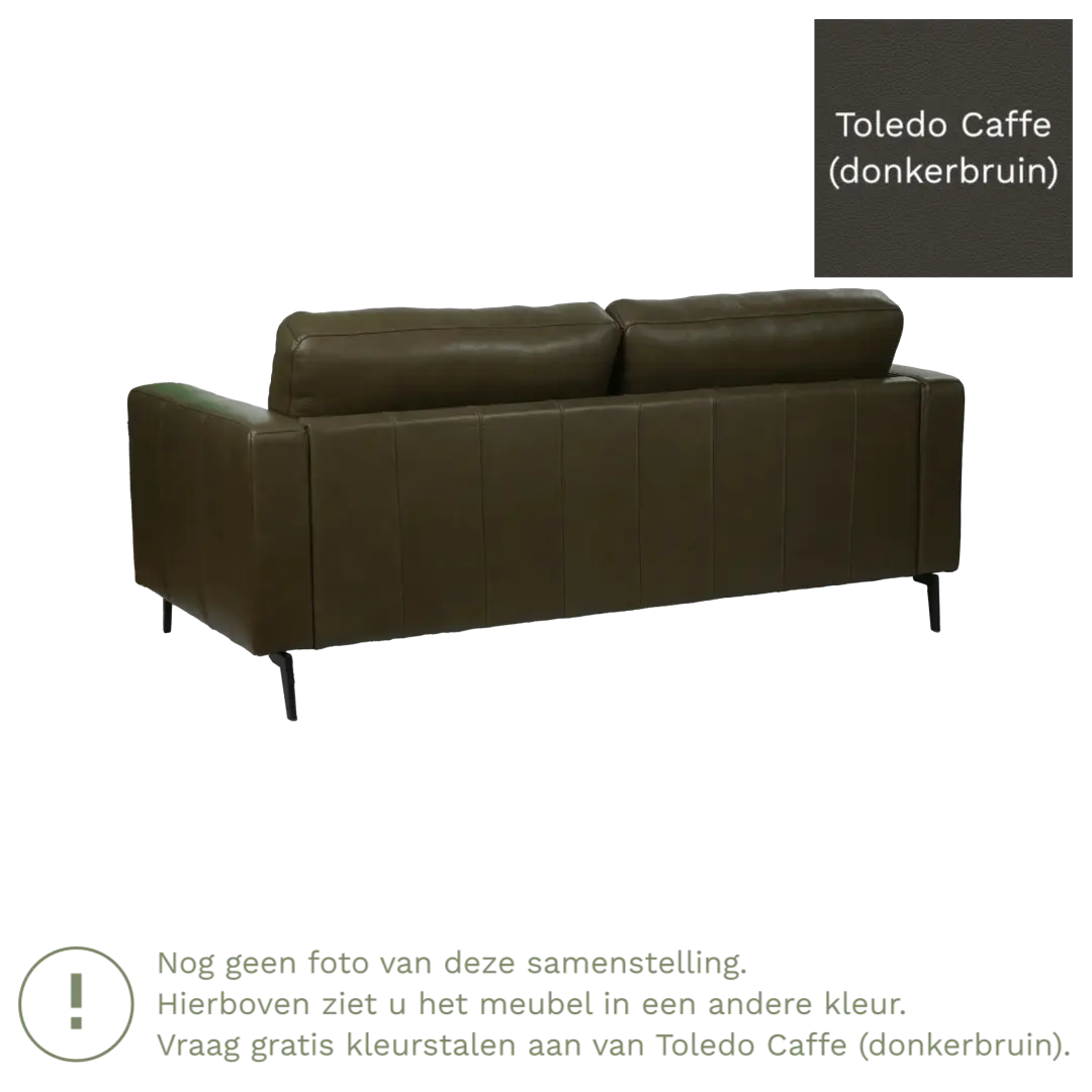 afbeelding van Leren bank Match - 2,5 zits - Toledo Caffe (donkerbruin) - Poten staal zwart