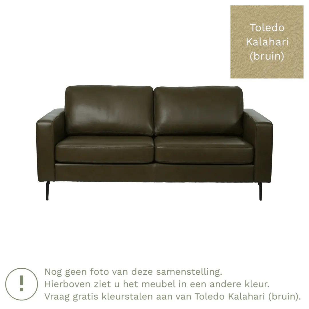 afbeelding van Leren bank Match - 2,5 zits - Toledo Kalahari (bruin) - Poten staal zwart