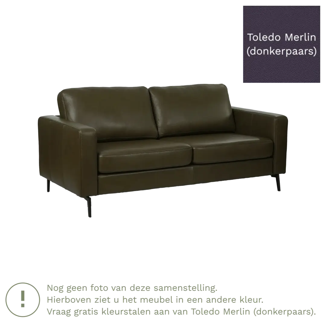 afbeelding van Leren bank Match - 2,5 zits - Toledo Merlin (donkerpaars) - Poten staal zwart