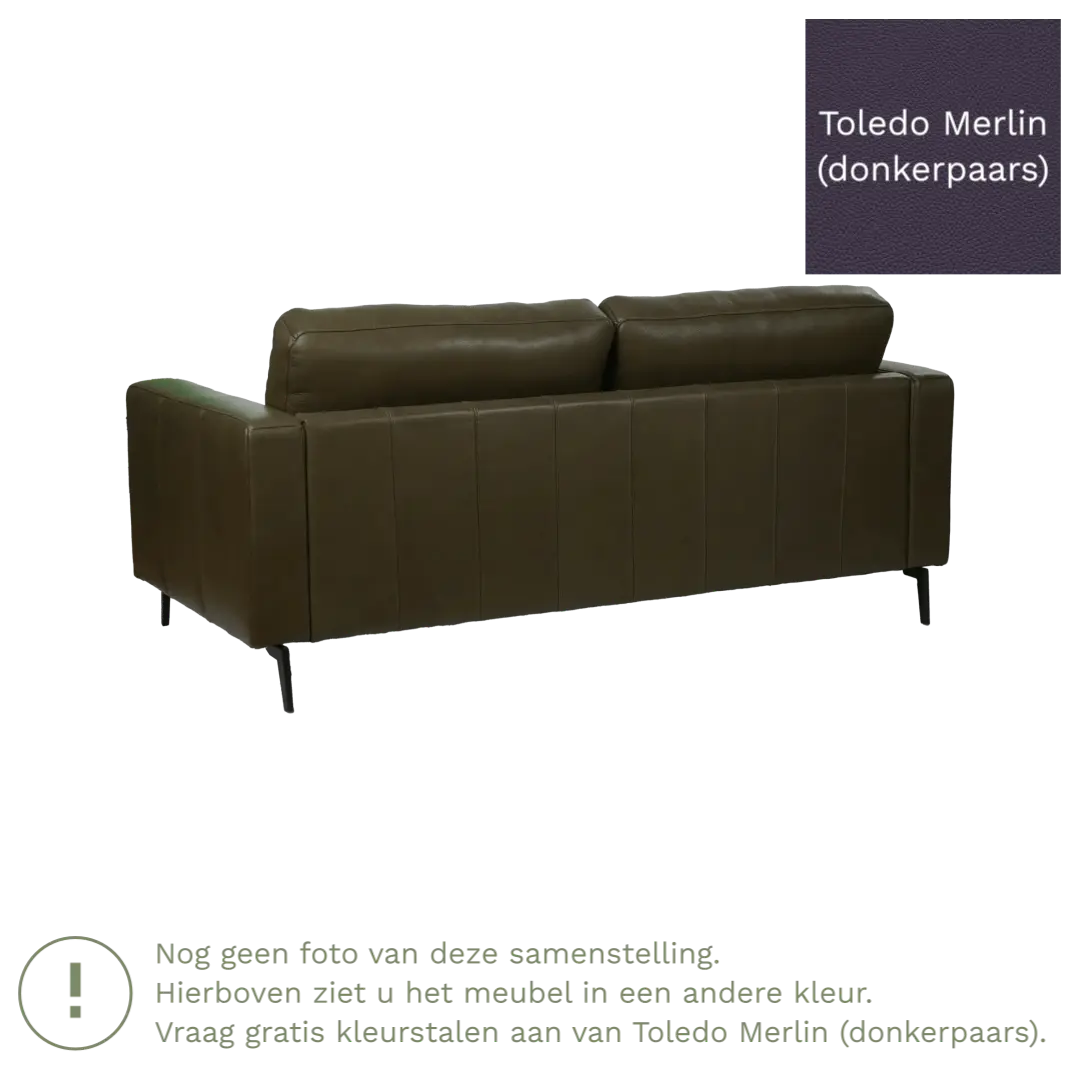 afbeelding van Leren bank Match - 2,5 zits - Toledo Merlin (donkerpaars) - Poten staal zwart