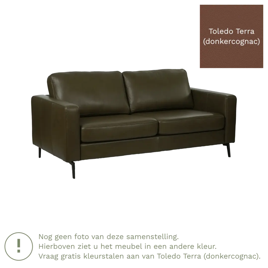 afbeelding van Leren bank Match - 2,5 zits - Toledo Terra (donkercognac) - Poten staal zwart