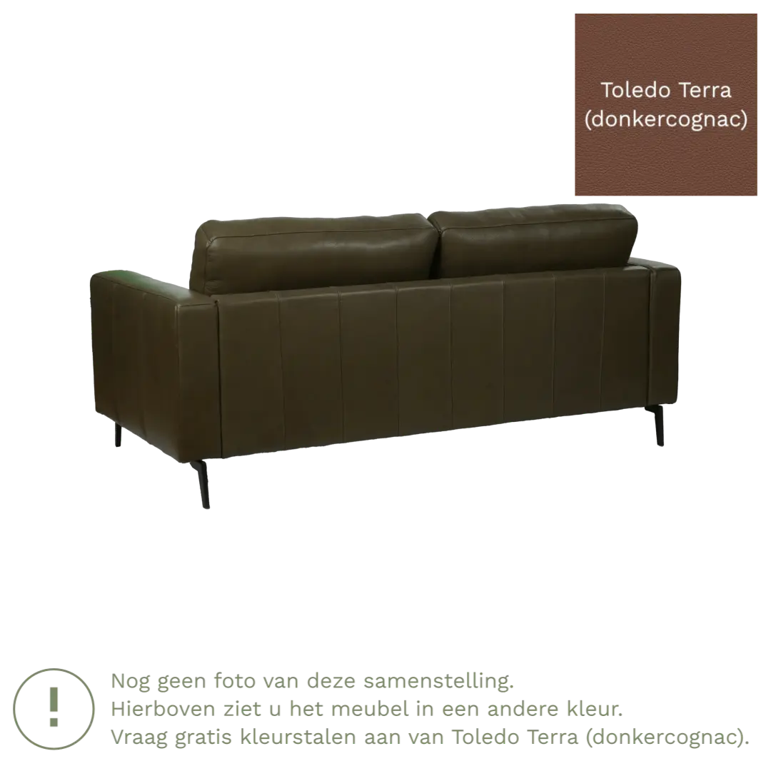 afbeelding van Leren bank Match - 2,5 zits - Toledo Terra (donkercognac) - Poten staal zwart