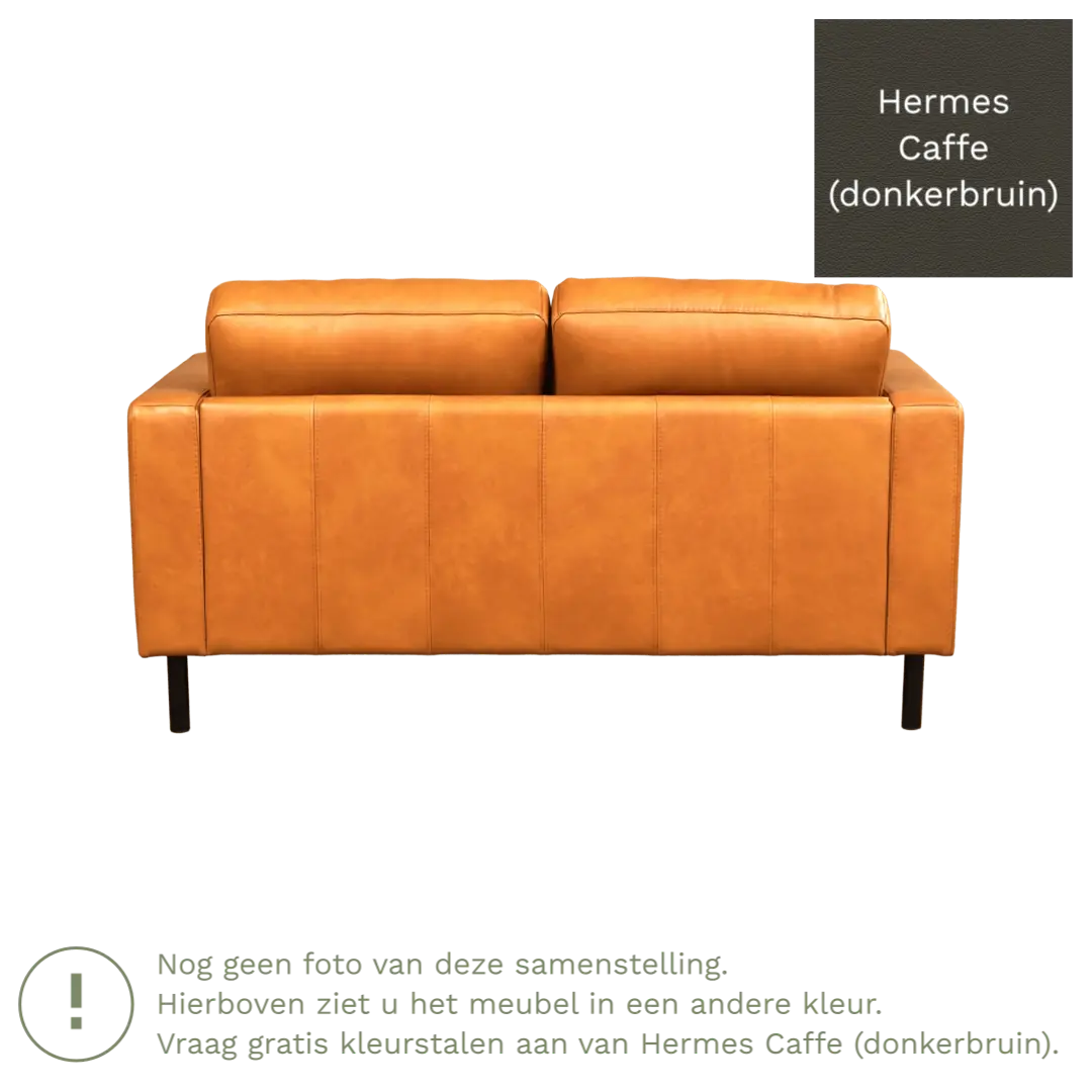 afbeelding van Leren bank Match - 2 zits - Hermes Caffe (donkerbruin) - Poten staal zwart