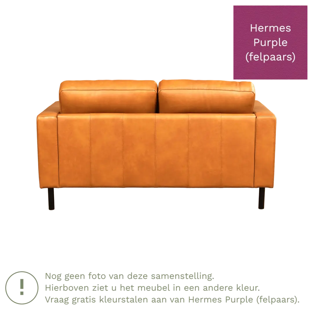 afbeelding van Leren bank Match - 2 zits - Hermes Purple (felpaars) - Poten staal zwart