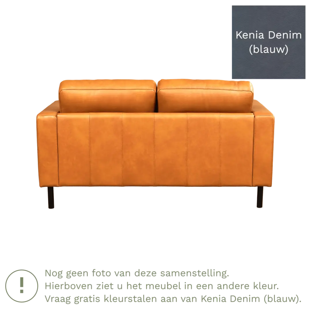 afbeelding van Leren bank Match - 2 zits - Kenia Denim (blauw) - Poten staal zwart