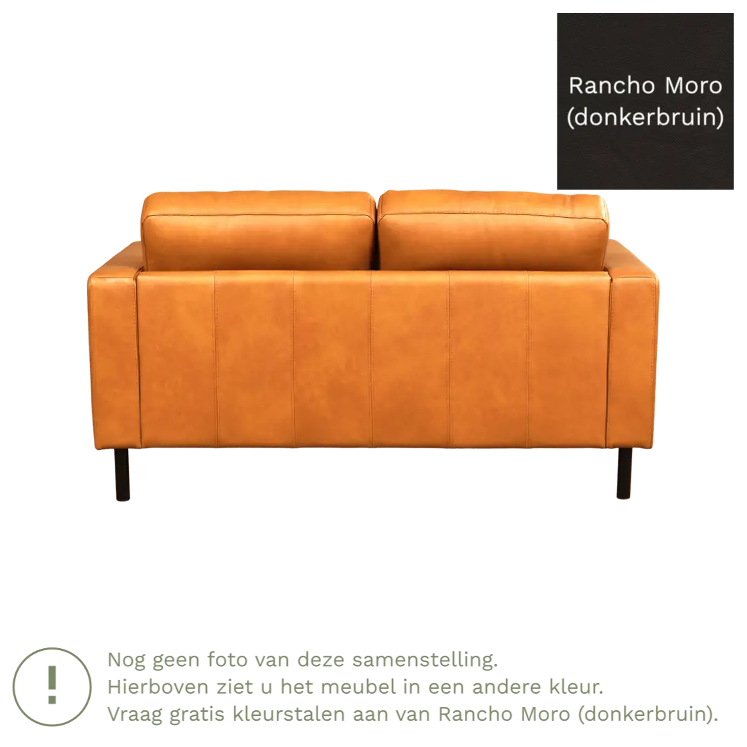 afbeelding van Leren bank Match - 2 zits - Rancho Moro (donkerbruin) - Poten staal zwart