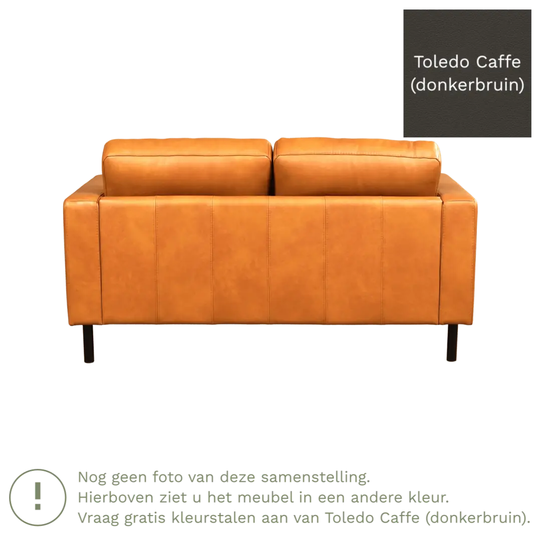afbeelding van Leren bank Match - 2 zits - Toledo Caffe (donkerbruin) - Poten staal zwart
