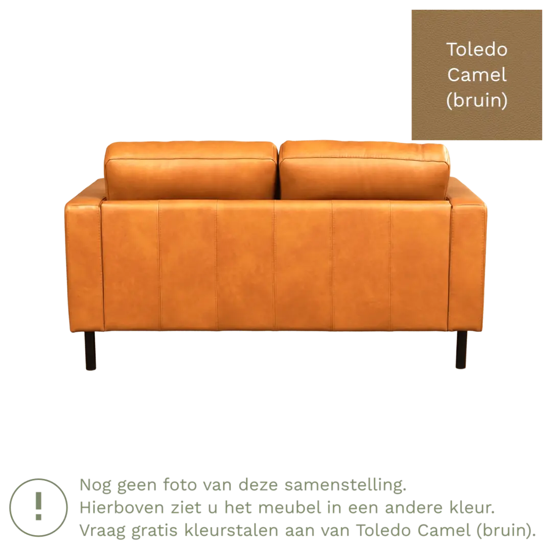 afbeelding van Leren bank Match - 2 zits - Toledo Camel (bruin) - Poten staal zwart