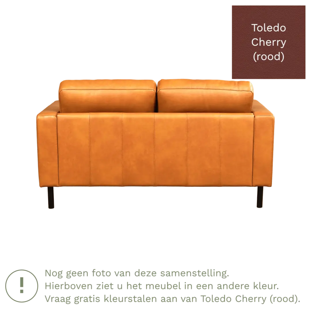 afbeelding van Leren bank Match - 2 zits - Toledo Cherry (rood) - Poten staal zwart