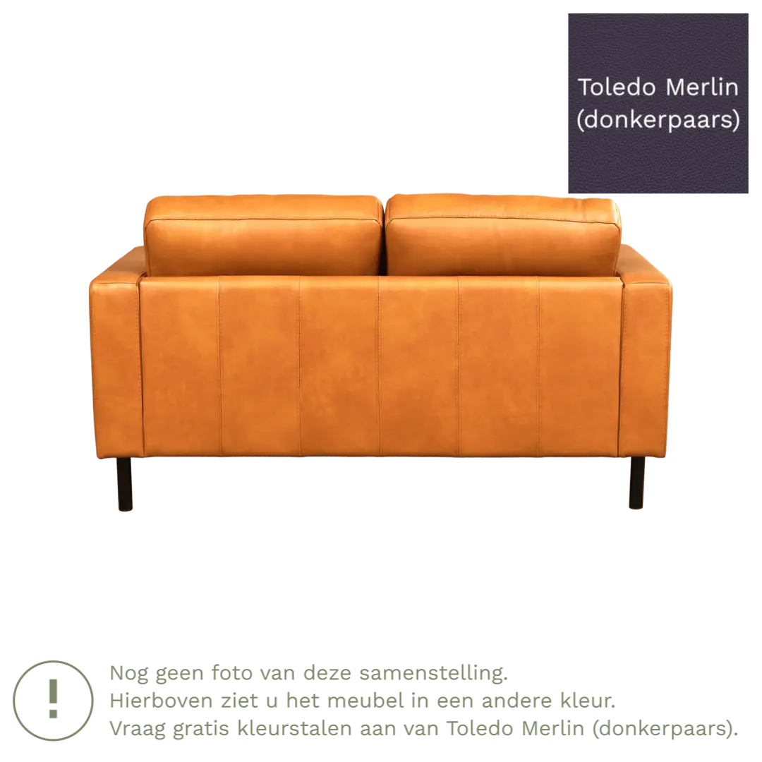 afbeelding van Leren bank Match - 2 zits - Toledo Merlin (donkerpaars) - Poten staal zwart