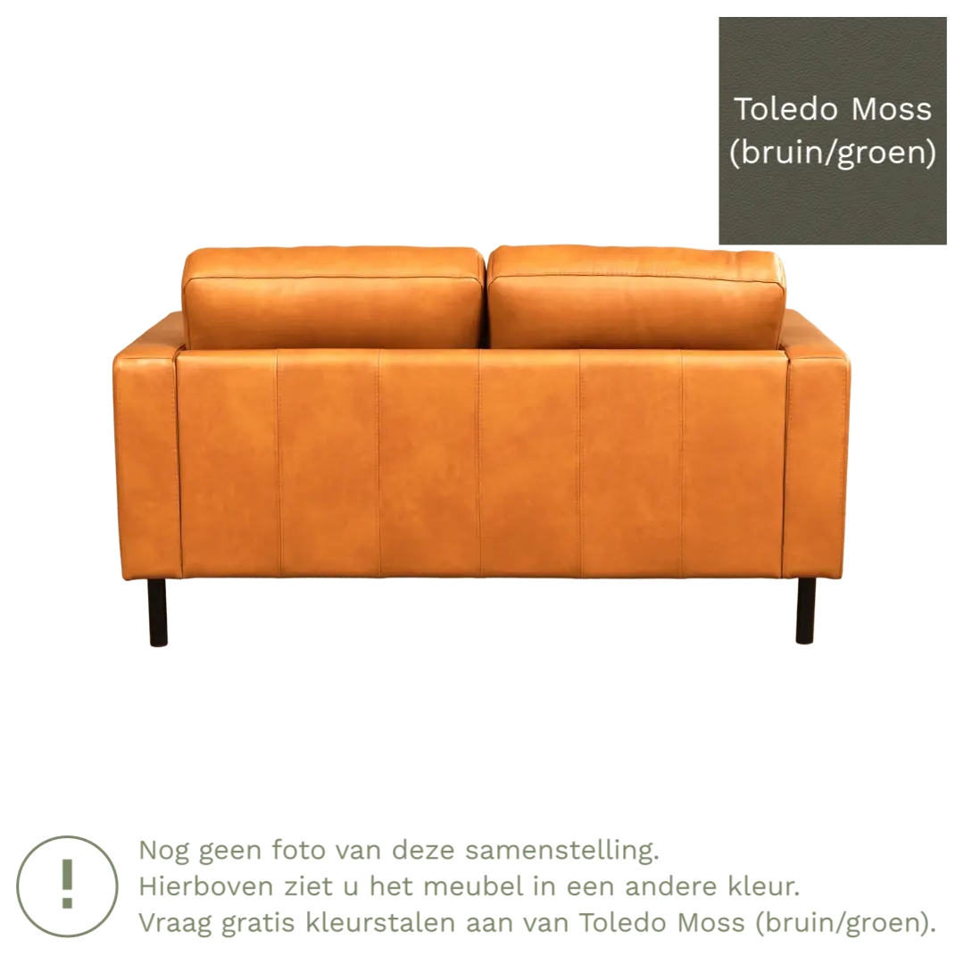 afbeelding van Leren bank Match - 2 zits - Toledo Moss (bruin/groen) - Poten staal zwart