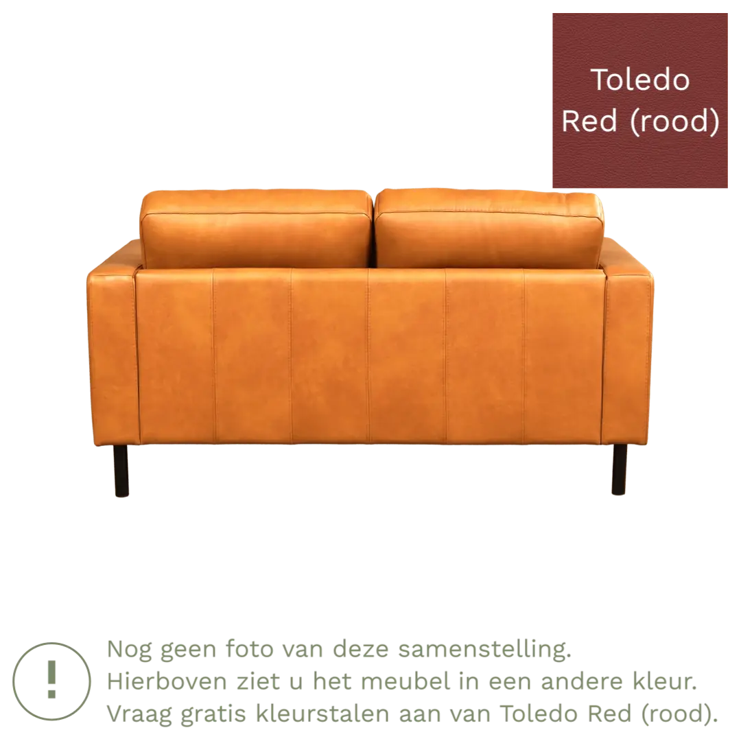 afbeelding van Leren bank Match - 2 zits - Toledo Red (rood) - Poten staal zwart
