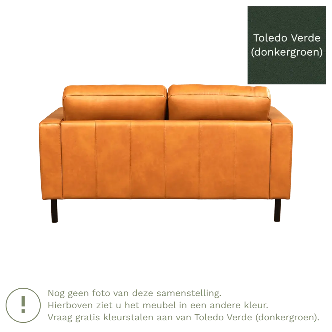 afbeelding van Leren bank Match - 2 zits - Toledo Verde (donkergroen) - Poten staal zwart