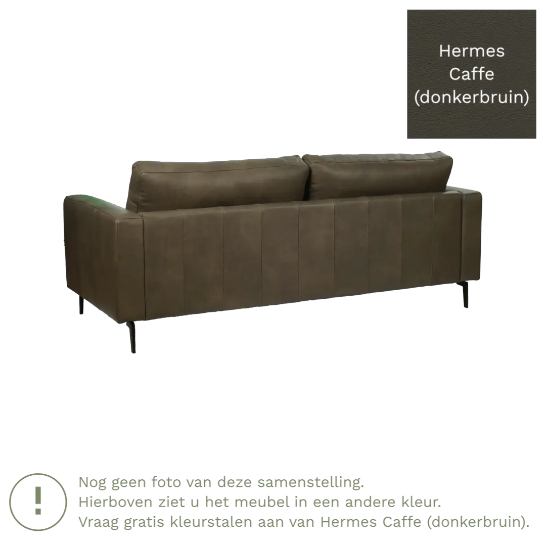 afbeelding van Leren bank Match - 3,5 zits - Hermes Caffe (donkerbruin) - Poten staal zwart