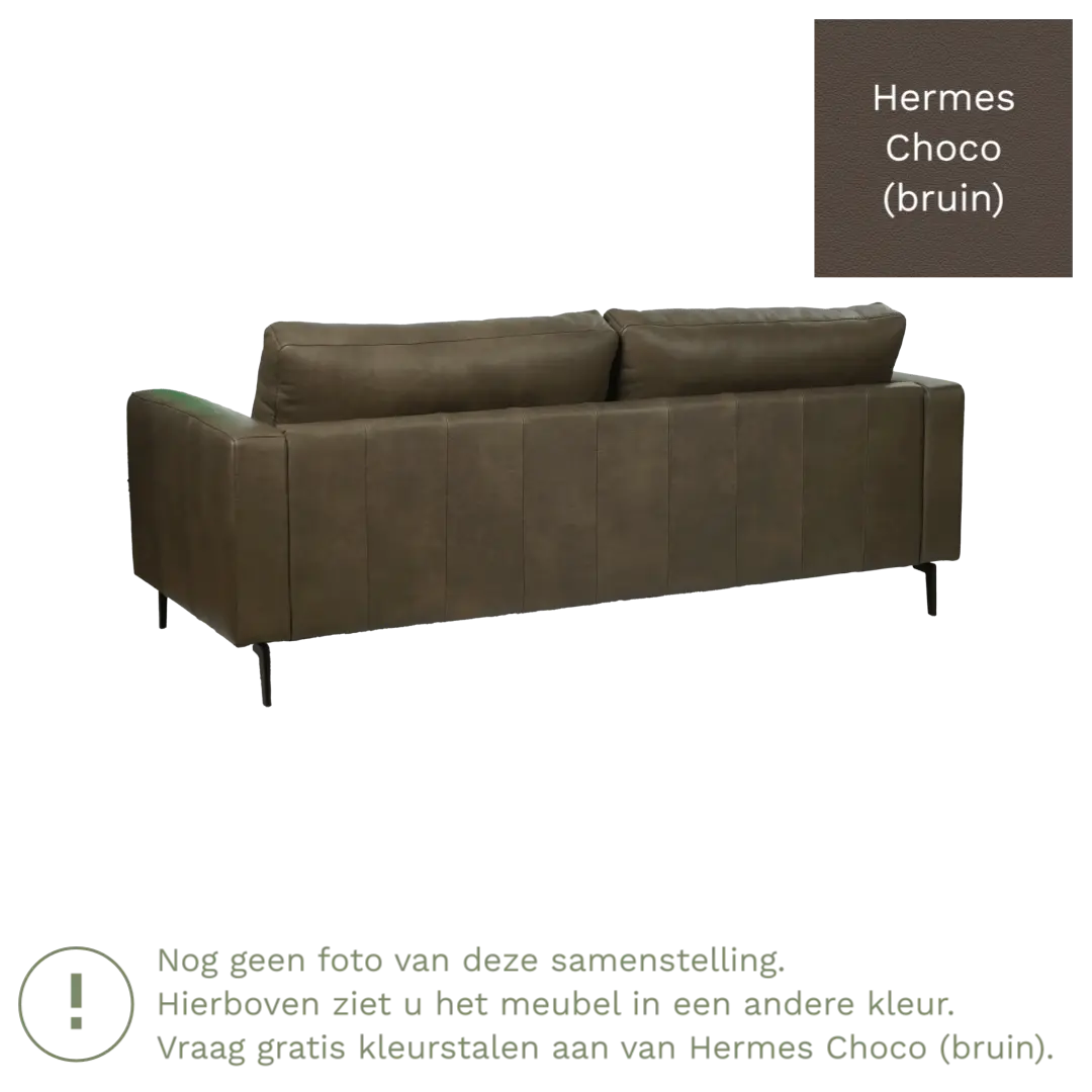 afbeelding van Leren bank Match - 3,5 zits - Hermes Choco (bruin) - Poten staal zwart