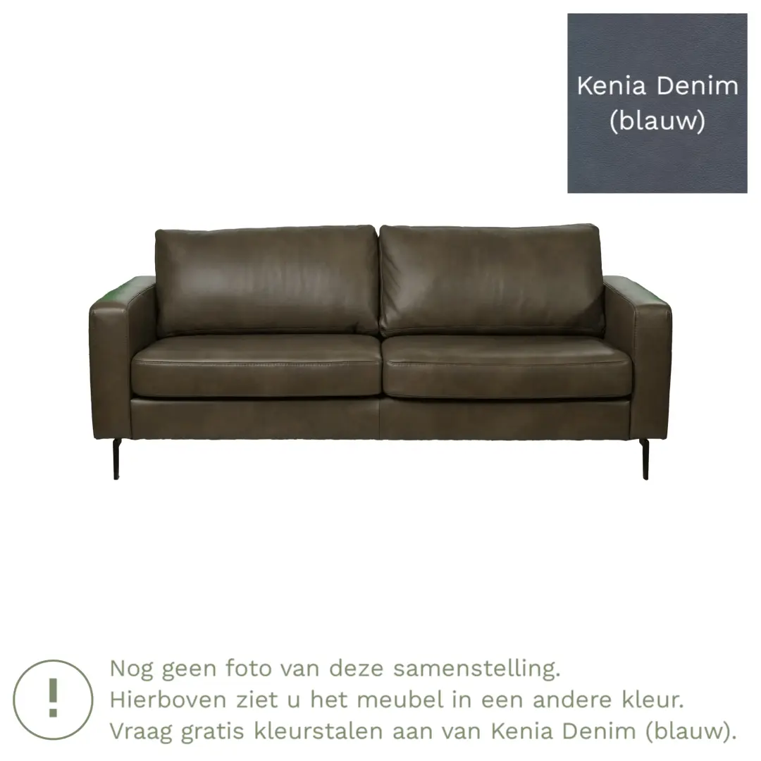 afbeelding van Leren bank Match - 3,5 zits - Kenia Denim (blauw) - Poten staal zwart