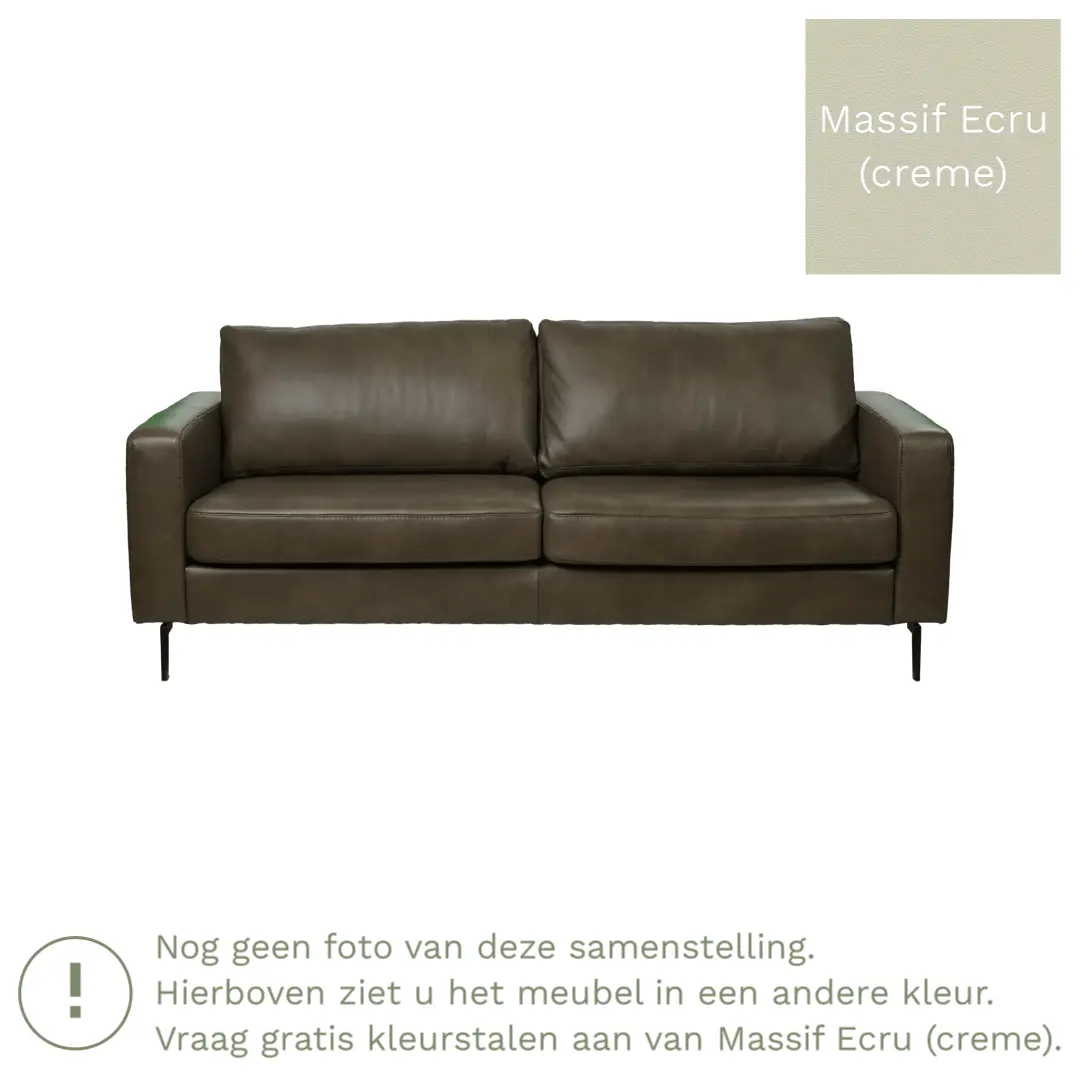 afbeelding van Leren bank Match - 3,5 zits - Massif Ecru (crème) - Poten staal zwart