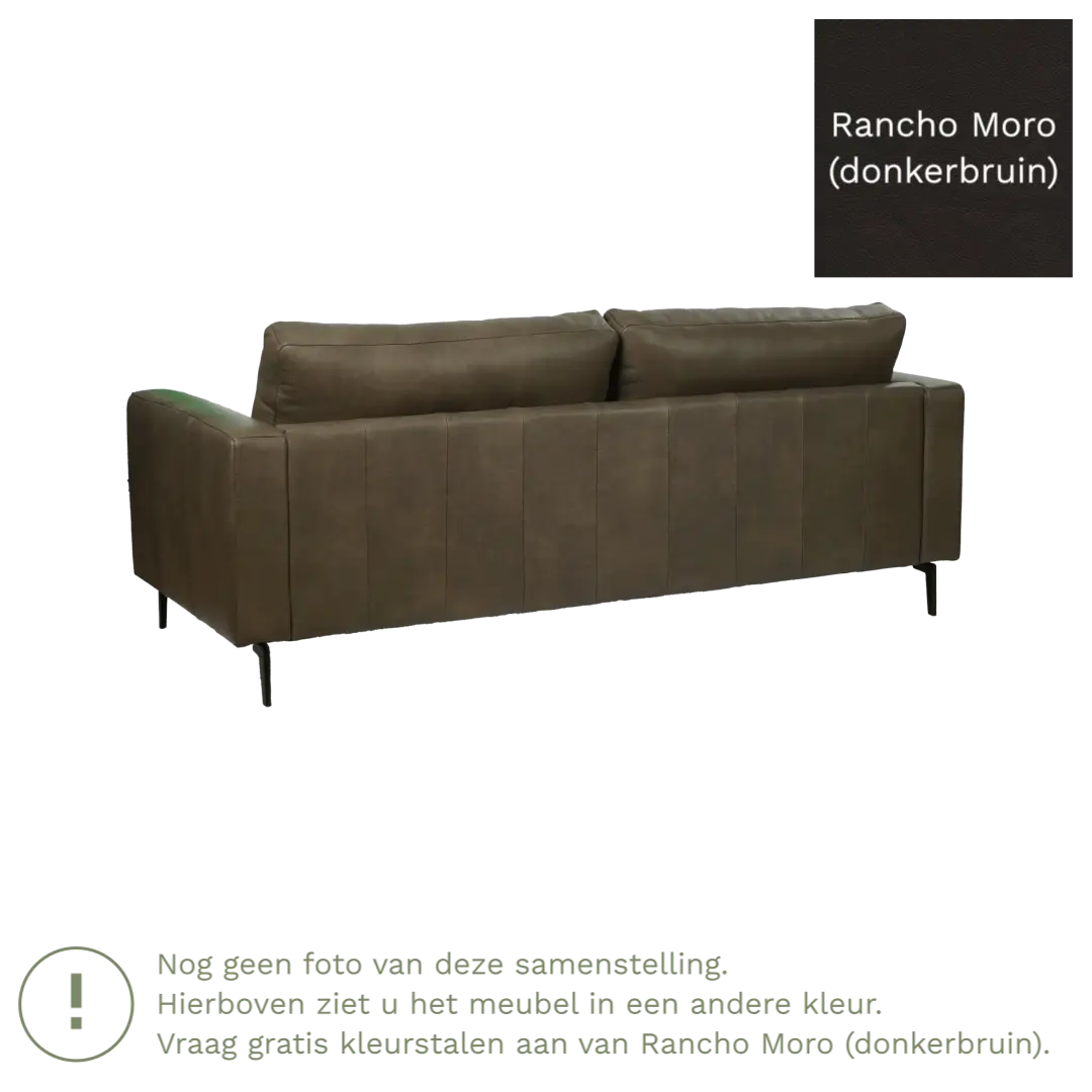 afbeelding van Leren bank Match - 3,5 zits - Rancho Moro (donkerbruin) - Poten staal zwart