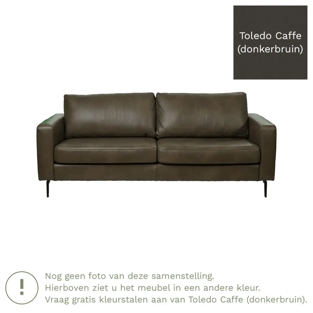afbeelding van Leren bank Match - 3,5 zits - Toledo Caffe (donkerbruin) - Poten staal zwart