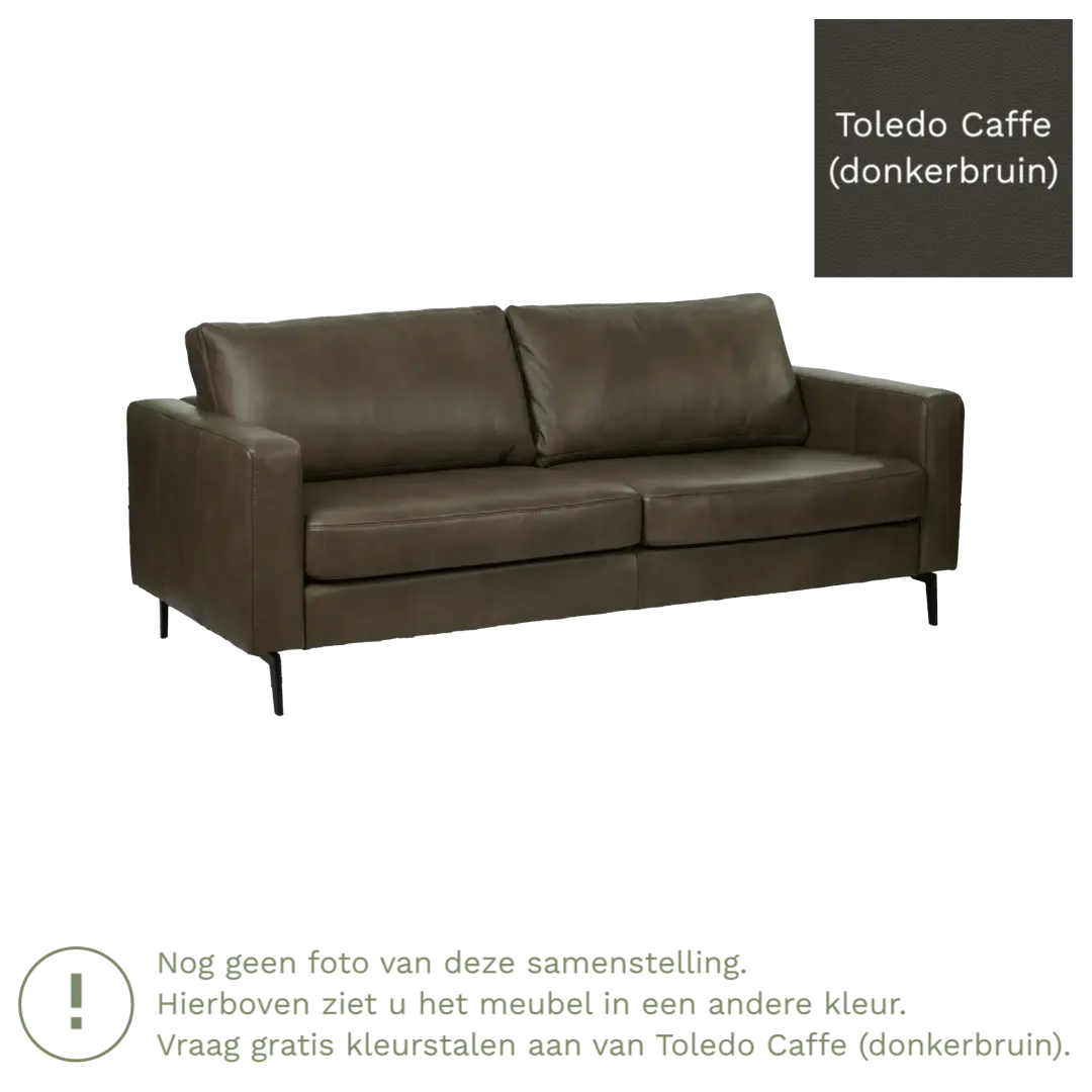 afbeelding van Leren bank Match - 3,5 zits - Toledo Caffe (donkerbruin) - Poten staal zwart